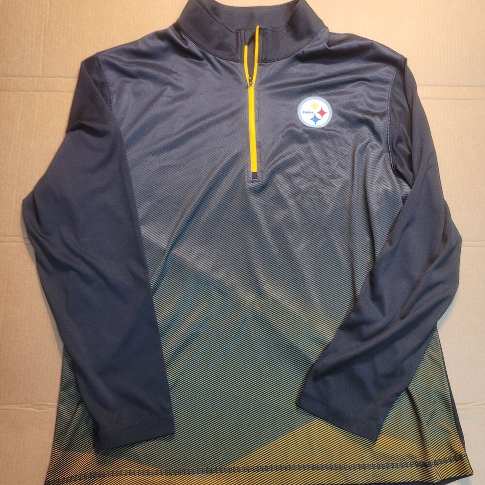 Majestic NFL Steelers Black Long Sleeve Pullover 1/4 Zip Shirt XL Cool Base